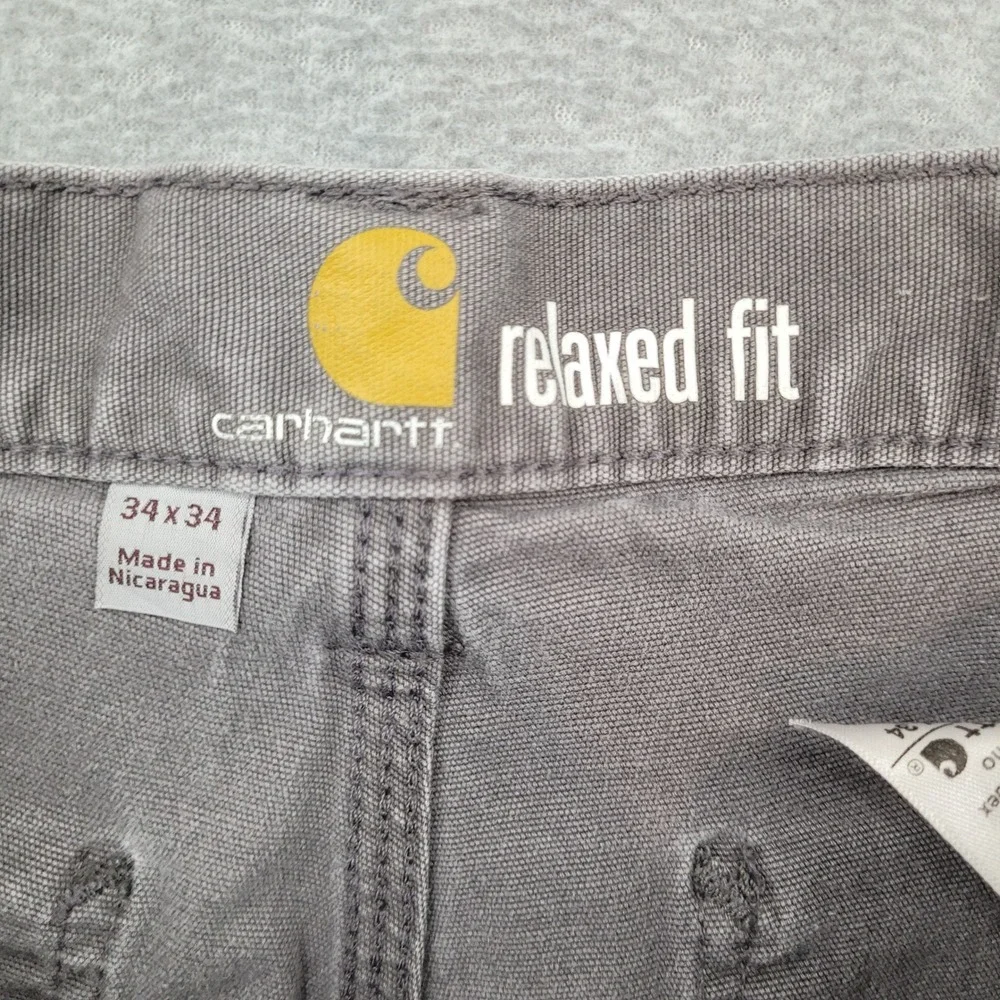 Carhartt Work Pants Mens 34x34 Gray Rugged Flex Relaxed Fit 102291-039